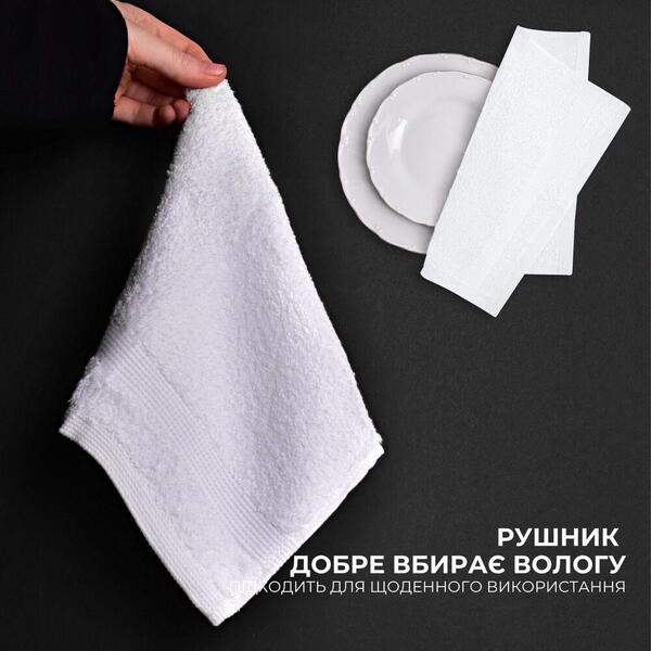 Набір махрових рушників 6 шт, серветки 30 x 30 см, натуральна бавовна 550 гм2, білі, ТМ IDEIA - зображення 6