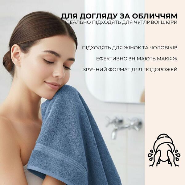 Набір махрових рушників 6 шт, серветки 30 x 30 см, натуральна бавовна 550 гм2, сині, ТМ IDEIA - зображення 4