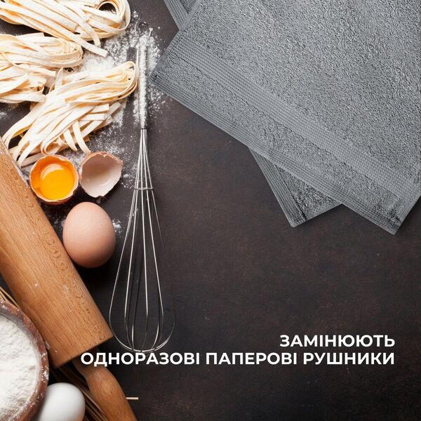Набор махровых полотенец 6 шт, салфетки 30 x 30 см, натуральный хлопок 550 гм2, серые, ТМ IDEIA - изображение 8