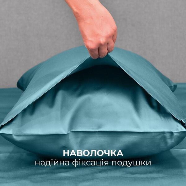 Комплект постільної білизни полуторний, підковдра 145 x 215 см та 2 наволочки 50 x 70 см, преміум сатин, м’ята, ТМ IDEIA - зображення 6
