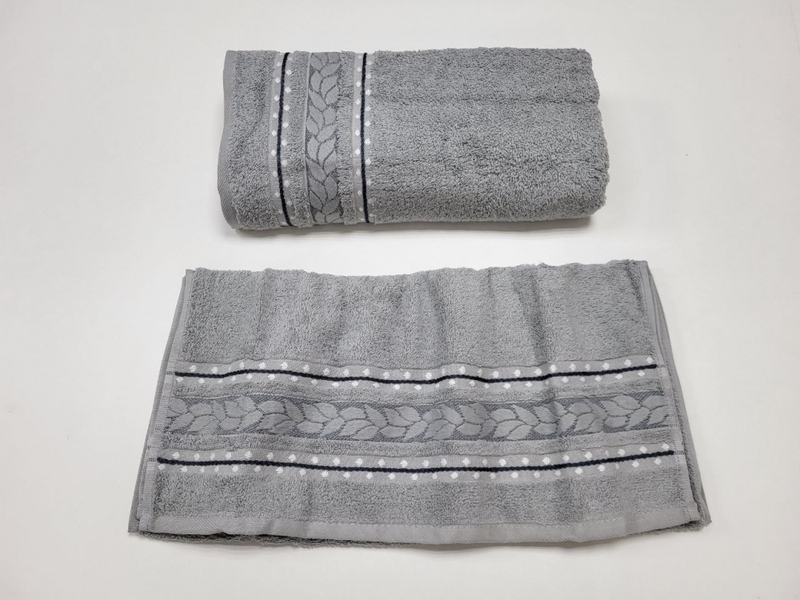 Набор из 2-х махровых полотенец лицо и баня VIP COTTON FILIZ, серый - изображение 3
