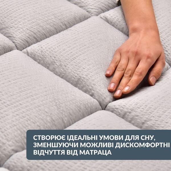Наматрасник IDEIA ДАБЛ с резинками по углам 160 x 200 см защитный антиаллергенный супер плотный сірий - изображение 2