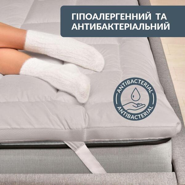 Наматрасник IDEIA ДАБЛ с резинками по углам 160 x 200 см защитный антиаллергенный супер плотный сірий - изображение 5