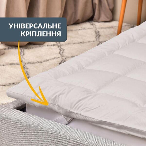 Наматрасник IDEIA ДАБЛ с резинками по углам 160 x 200 см защитный антиаллергенный супер плотный сірий - изображение 8