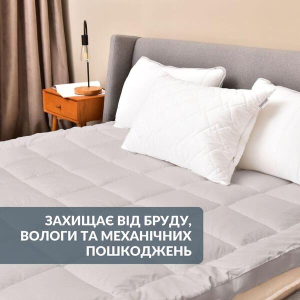 Наматрасник IDEIA ДАБЛ с резинками по углам 160 x 200 см защитный антиаллергенный супер плотный сірий - изображение 9
