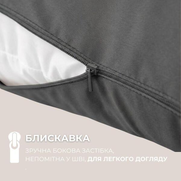 Наволочка для подушки S-Form IDEIA 40 x 130 см, сатин, 100% бавовна, на блискавці, графіт - зображення 5