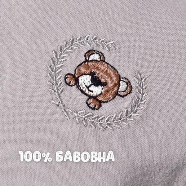 Наволочка на дитячу ортопедичну подушку BabyComfort, 23 x 27 см, трикотаж з вишивкою, сірий беж, ТМ PAPAELLA - зображення 4