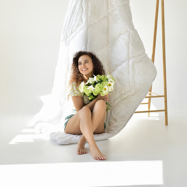 Одеяло Air Dream Classic полуторное 140 x 210 см, всесезонное с принтом розы, TM IDEIA - изображение 6