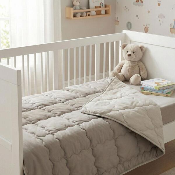 Одеяло детское Woolly PAPAELLA, 100x135 см, шерстяное, зимнее, светло-серое, в кроватку - изображение 1