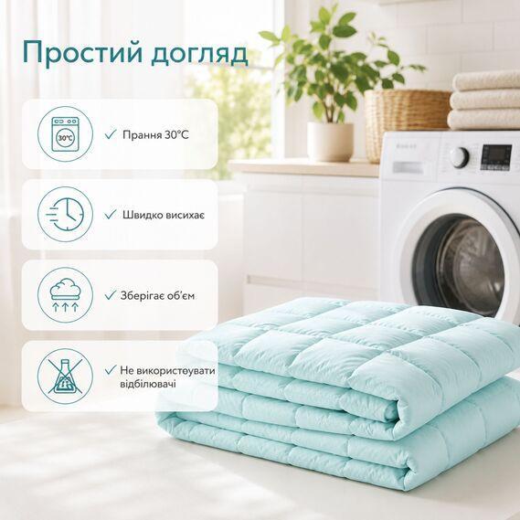 Одеяло летнее IDEIA Tropical 175x210 см (двуспальное), искусственный лебяжий пух, легкое, гипоаллергенное, голубое - изображение 6