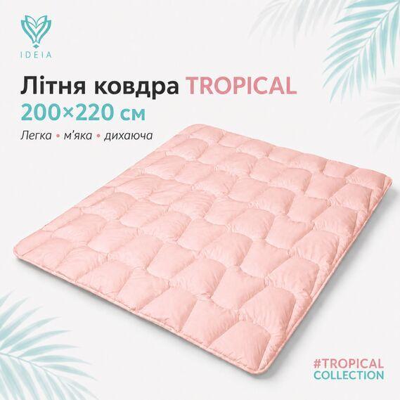 Одеяло летнее IDEIA Tropical 200x220 см (евро), искусственный лебяжий пух, легкое, гипоаллергенное, розовое - изображение 2