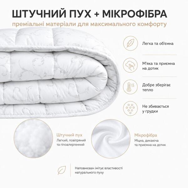 Ковдра полуторна 140 x 210 см 4 сезони ЗИМА - ЛІТО антиалергенна тепла TM IDEIA біла - зображення 2