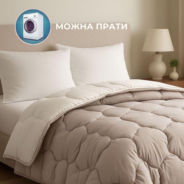Ковдра зимова тепла Woolly, 140 x 210 см,полуторна, натуральна овеча вовна 400 грм2, бежева, ТМ IDEIA - зображення 4