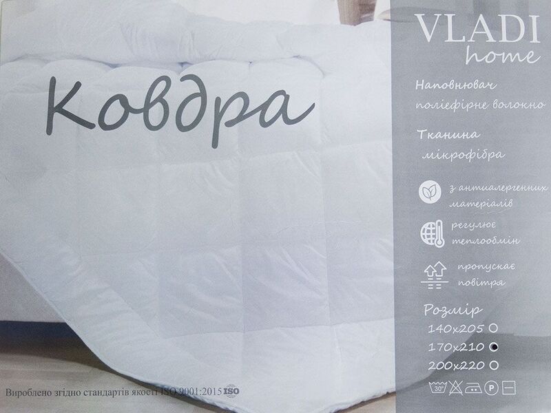 Одеяло Vladi стеганое ПЭ-200 микрофибра 140 x 205 силикон белый зиг-заг - изображение 2