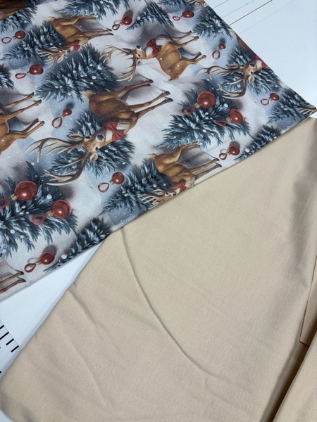 Комплект постільної білизни Олені NEWбежевий Turkish Flannel 5D зимовий принт - зображення 10