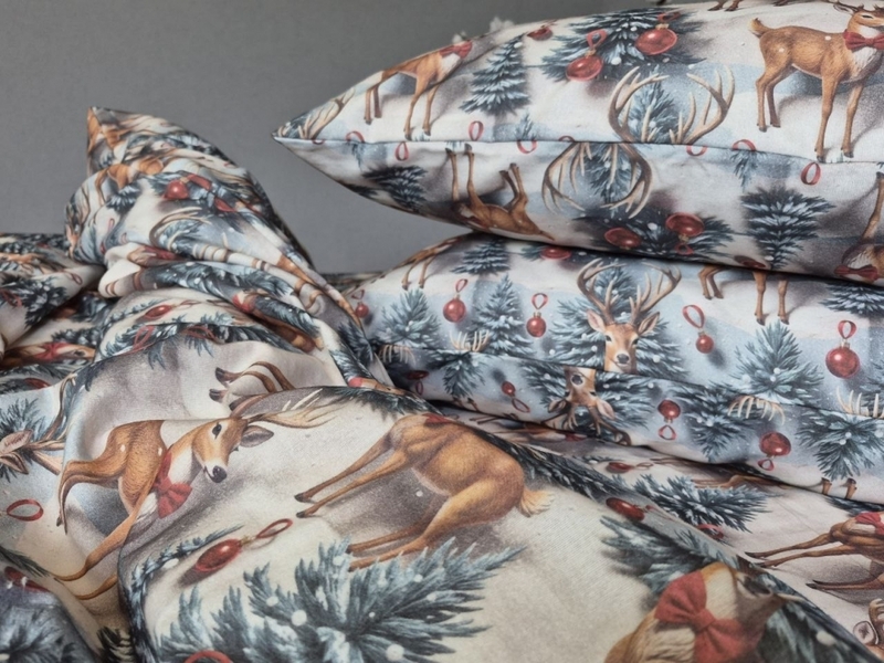 Комплект постільної білизни Олені NEW Turkish Flannel 5D зимовий принт - зображення 13
