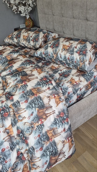 Комплект постільної білизни Олені NEW Turkish Flannel 5D зимовий принт - зображення 14