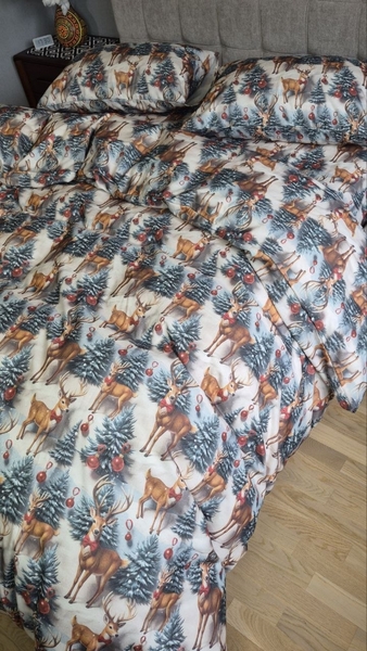 Комплект постільної білизни Олені NEW Turkish Flannel 5D зимовий принт - зображення 16