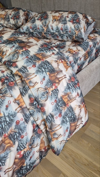 Комплект постільної білизни Олені NEW Turkish Flannel 5D зимовий принт - зображення 7