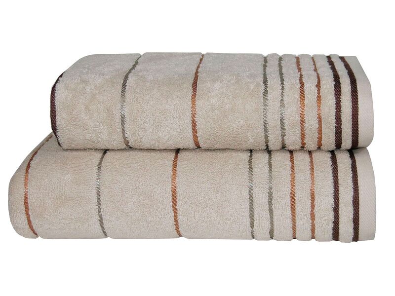 Рушник махровий 50 x 90 см. Parisa Stripe Cotton D-272 кремовий ТМ Parisa Home Узбекистан - зображення 1