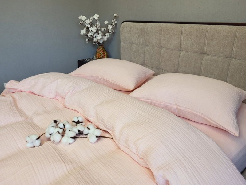 Муслінова постільна білизна Pink Peach, 4-шаровий муслін зі 100 бавовни, ТМ Комфорт-текстиль - зображення 2