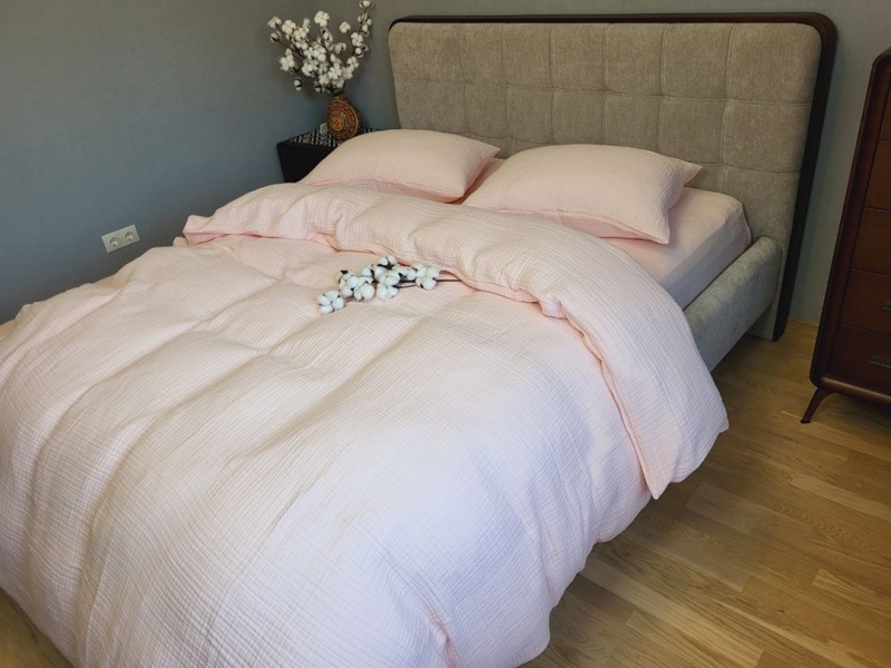 Муслінова постільна білизна Pink Peach, 4-шаровий муслін зі 100 бавовни, ТМ Комфорт-текстиль - зображення 5
