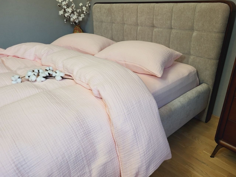 Муслінова постільна білизна Pink Peach, 4-шаровий муслін зі 100 бавовни, ТМ Комфорт-текстиль - зображення 8