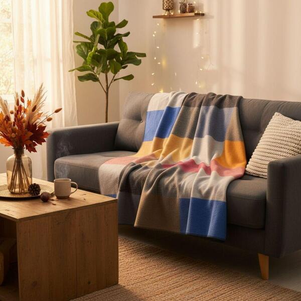 Плед покрывало хлопковое Kassandra TM IDEIA 150 x 220 см квадро - изображение 11