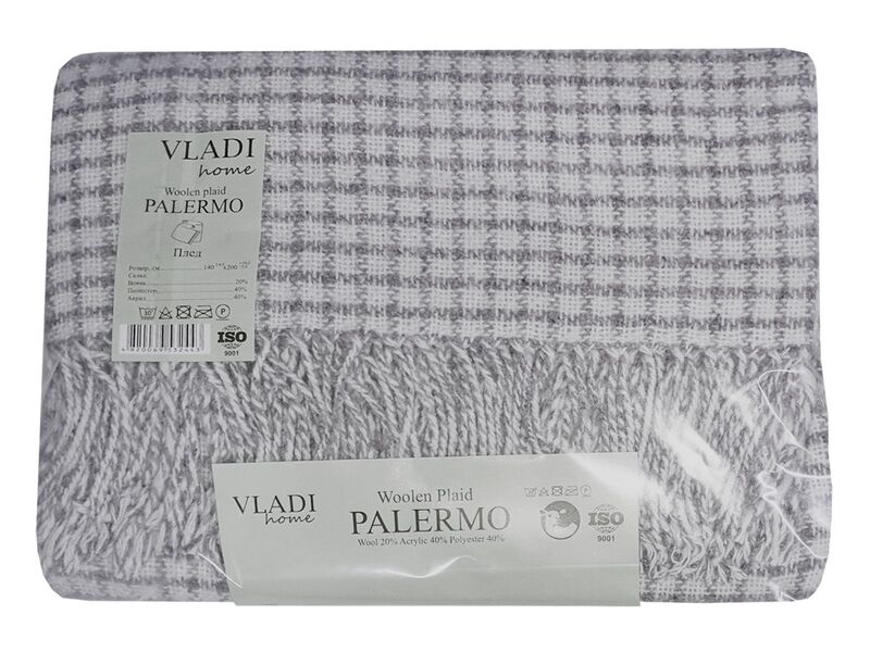 Плед Palermo 140 x 200 см полуторный, 37SVELIA белый дымчатый, ТМ Vladi - изображение 1