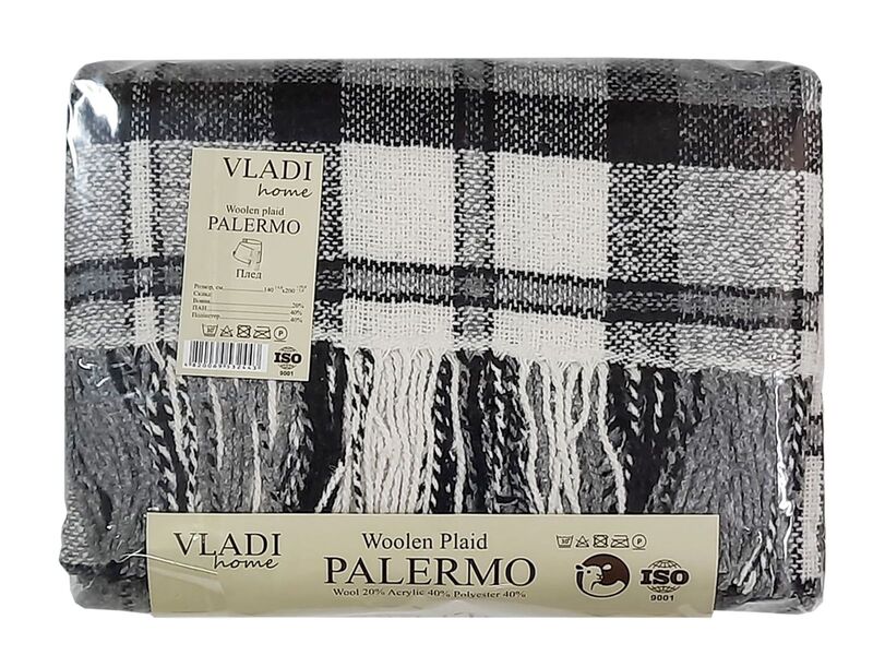 Palermo 140 x 200 клетка серый ТМ Vladi - изображение 1