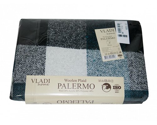 Плед Vladi Palermo 14 шерсть 2080 (08PICTOR белый-мор.вол-черн) - изображение 1