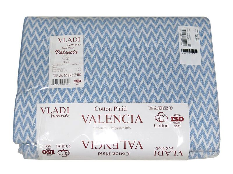 Плед Vladi Валенсия зигзаг голубой 140x200 - изображение 1
