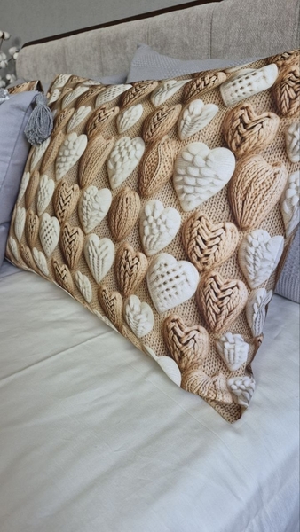 Комплект постільної білизни Плетені Сердечки Cotton 5D молочний - зображення 20