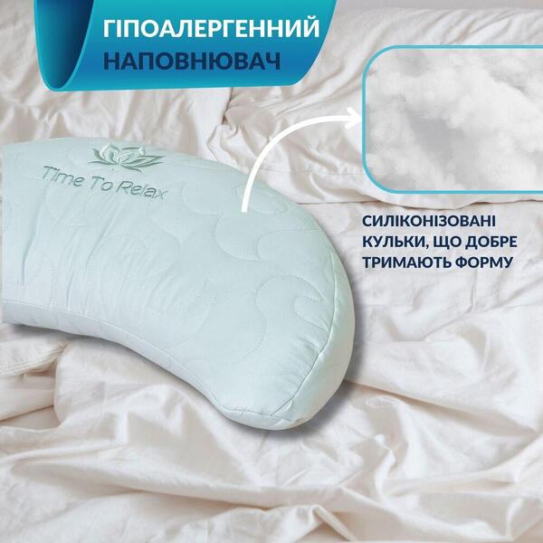 Подушка Balance ергономічна 46 x 24 x 10 см. для шиї, голови та спини, зелена з вишивкою, ТМ IDEIA - зображення 5