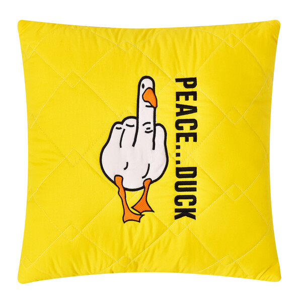 Подушка декоративна 40 x 40... DUCK IDEIA бойовий гусак з вишивкою - зображення 1