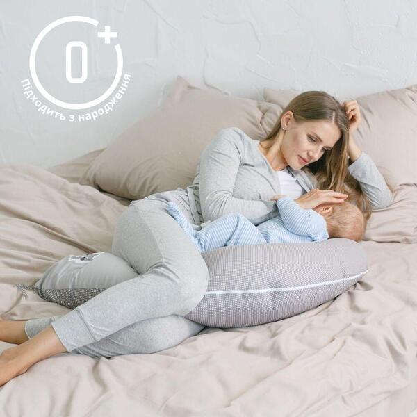 Подушка для вагітних та годування 30 x 190 см, сіра в горошок, ТM PAPAELLA - зображення 8