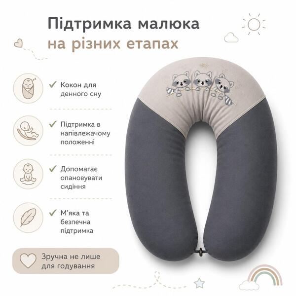 Подушка для вагітних та годування 30 x 190 см, з вишивкою, сіра в горошок, ТM PAPAELLA - зображення 18
