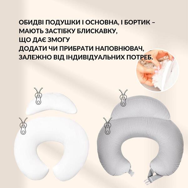 Подушка для годування диван 60 x 70 x 16 см бавовна антиалергенне волокно горошок сірий - зображення 8