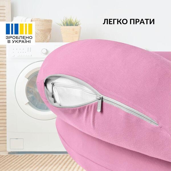 Подушка для годування IDEIA диван, антиалергенна бавовняна, 60x70x16 см, на блискавці, колір пудра - зображення 5