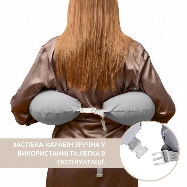Подушка для годування диван 60 х 70 х 16 см антиалергенна бавовна, для комфорту мами, на блискавці сіро-бежева - зображення 6