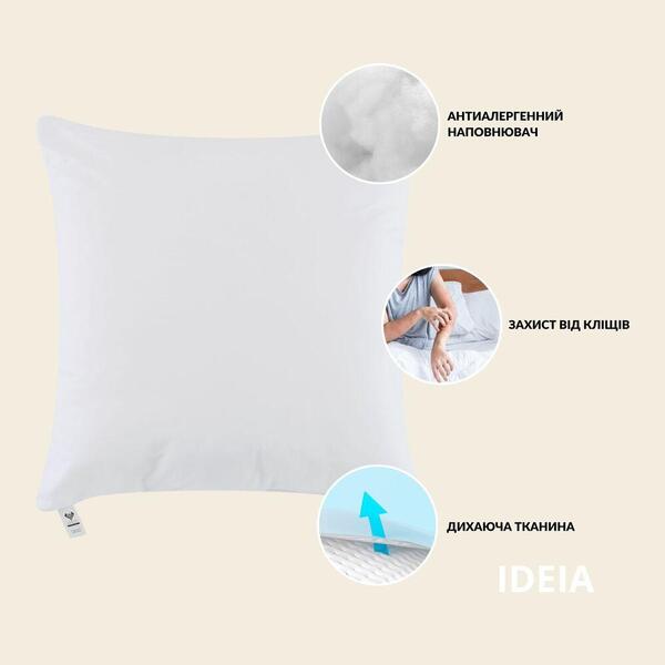 Подушка NORDIC CLASSIC 60x60 см IDEIA антиалергенне волокно білий - зображення 12