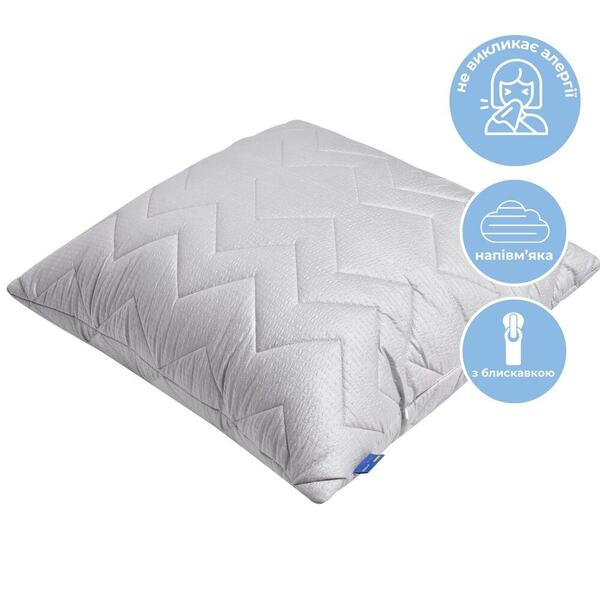 Подушка NORDIC COMFORT+ IDEIA 70 x 70 см чохол стьобаний з блискавкою антиалергенне волокно сіра - зображення 2
