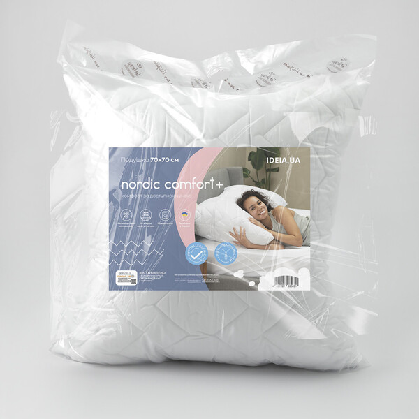 Подушка Nordic Comfort, 70 x 70 см, антиалергенне волокно, на блискавці, біла, ТМ IDEIA - зображення 9