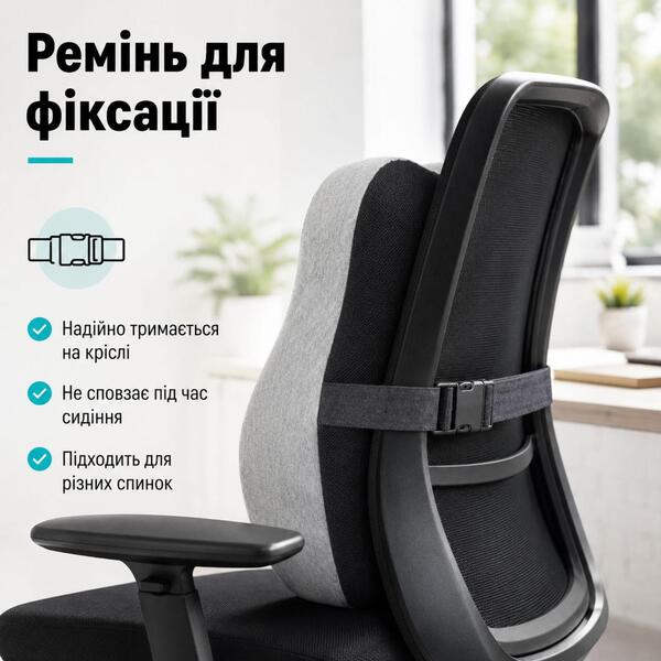 Подушка офисная ортопедическая для спины IDEIA, 44x38x12 см, с эффектом памяти, с наволочкой - изображение 5
