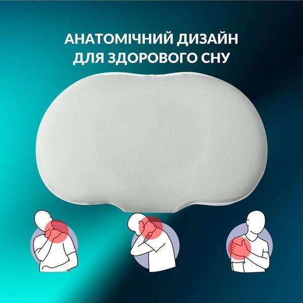 Подушка ортопедична CloudTherapy, 60 x 40 x 10 см, анатомічна з ефектом пам’яті, сіра, ТМ IDEIA - зображення 11