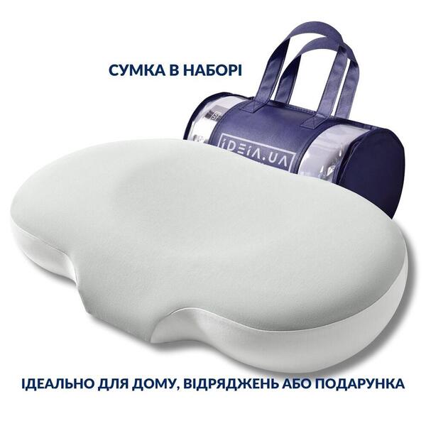 Подушка ортопедична CloudTherapy, 60 x 40 x 10 см, анатомічна з ефектом пам’яті, сіра, ТМ IDEIA - зображення 13