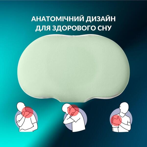 Ортопедична подушка CloudTherapy 65 x 40 x 10 см анатомічна з ефектом пам’яті, зелена, ТМ IDEIA - зображення 10