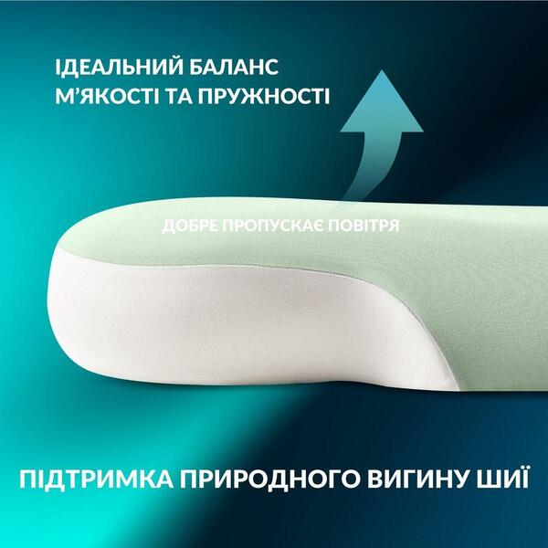 Ортопедична подушка CloudTherapy 65 x 40 x 10 см анатомічна з ефектом пам’яті, зелена, ТМ IDEIA - зображення 12