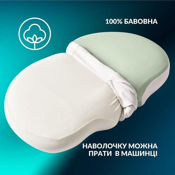 Ортопедична подушка CloudTherapy 65 x 40 x 10 см анатомічна з ефектом пам’яті, зелена, ТМ IDEIA - зображення 9