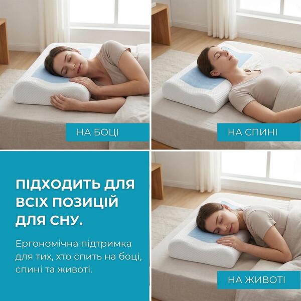 Подушка ортопедична CoolGel 60 x 40 x 11/9 см з охолоджуючим гелем та ефектом пам’яті, ТМ IDEIA - зображення 14